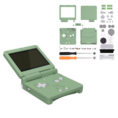 Gameboy Advance SP Matcha Green Replacement Shell Housing IPS Ready Buttons Set
