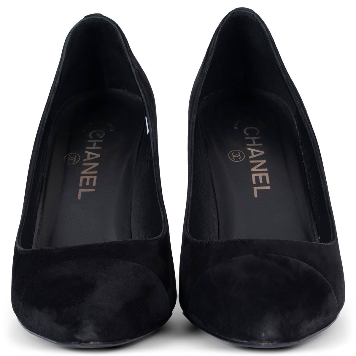 69824 auth CHANEL black suede POINTED TOE Pumps Shoes 38.5 | eBay
