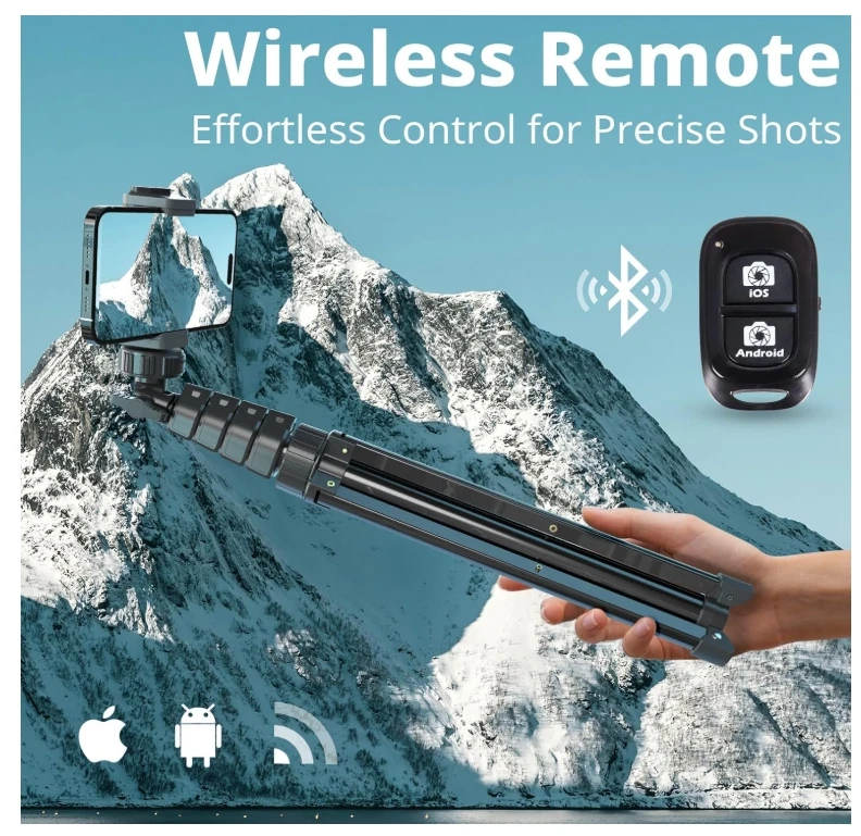 62 inches Selfie Stick Tripod with Remote Portable for iPhone and Android Phones - Image 4 of 4