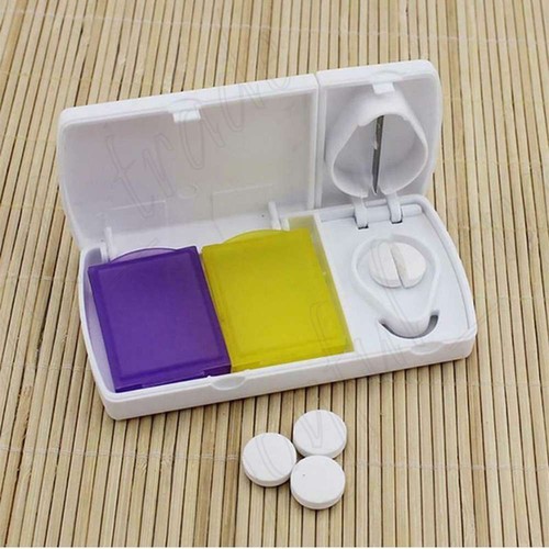 Pill Cutter Box Grinder Medicine Boxes Tablet Storage Crusher Splitter Case New