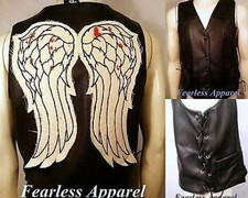 Authentic The Walking Dead Daryl Dixon Bloody Angel Wings Leather Vest Jacket