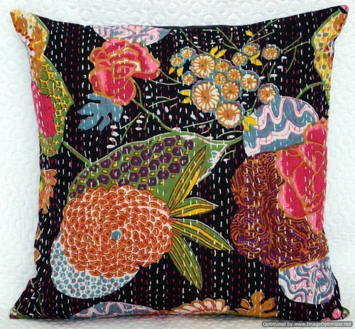 Kantha Pillow Cover Decorative All Size 16x16 To 20x20 Kantha Pillows, Bohemian - Picture 38 of 45