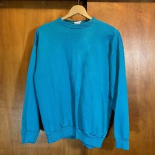 Vintage 20/20 Sports Sweatshirt XL Blue Green Crew Neck Made In USA Blank