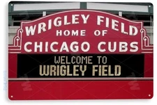 TIN SIGN Wrigley Field Chicago Cubs Baseball Field Sign A192