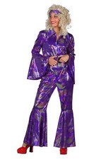Catsuit Disco 70er Jahre lila Anzug Overall Karneval Fasching Kostüm Damen 