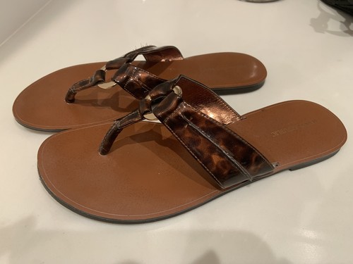 leopard sandals, gold accent Size 