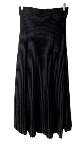 Lapis Maxi Skirt Black Charcoal Woman’s Size Large Knit Lined Elastic Waist