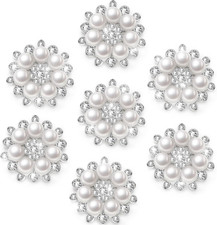 15 Pcs Pearl Rhinestone Flower Buttons Craft Rhinestone Embellishments Flatback