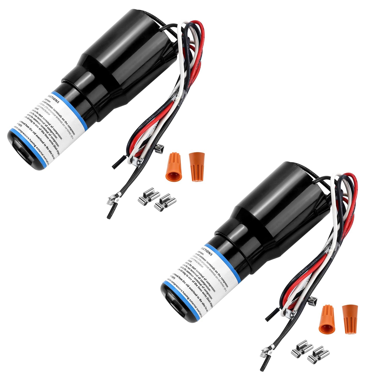 2 Pack RCO810 3-in-1 Hard Start Capacitor Kit for 1/12-1/5 H