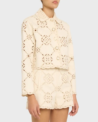 veronica beard Adelaide Eyelet Jacket $698 SZ 4