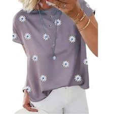 Gray Daisy print floral top size medium