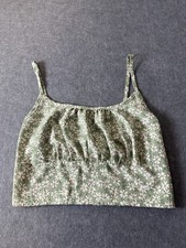 Babydoll Coquette CottageCore M Crop Top Floral Spaghetti Strap Smocked back top