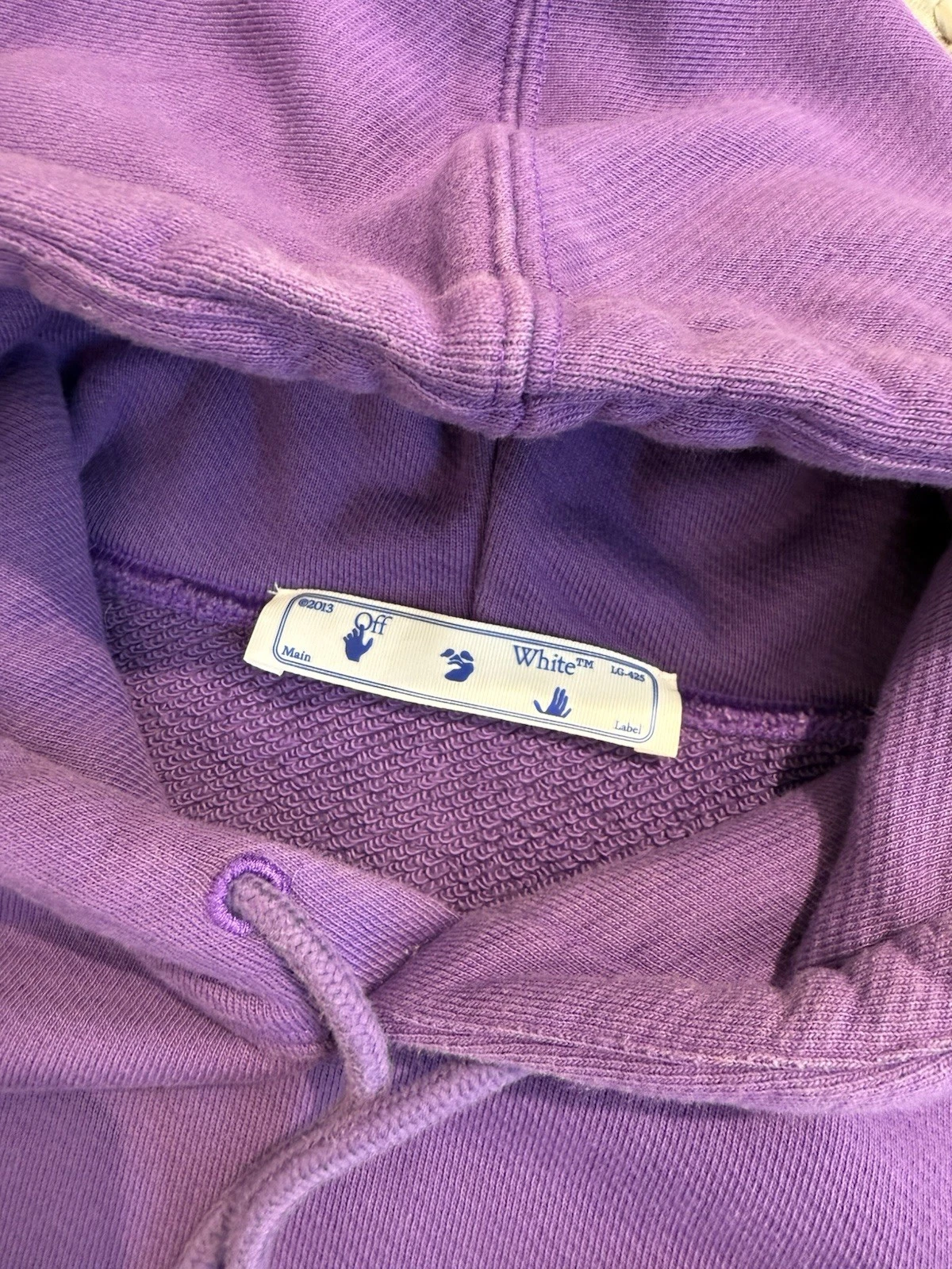 OFF WHITE Felpa con cappuccio Off White Leaves Arrows in cotone viola unisex taglia L