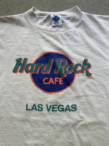 Vintage 90s Las Vegas Nevada Hard Rock T Shirt Cotton USA Single Stitch Large - Picture 2 of 3