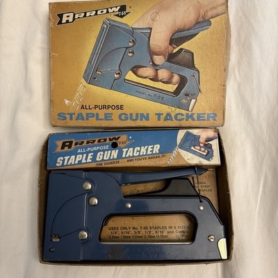 Vintage Arrow Fastener Co Model T-55 Staple Gun Blue With Box - Made in USA