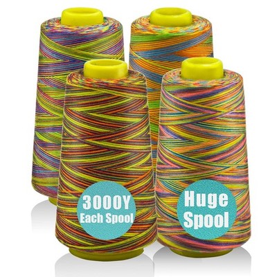 Rainbow Variegated Serger Thread, All-Purpose Thread for Sewing, Polyester, 4...