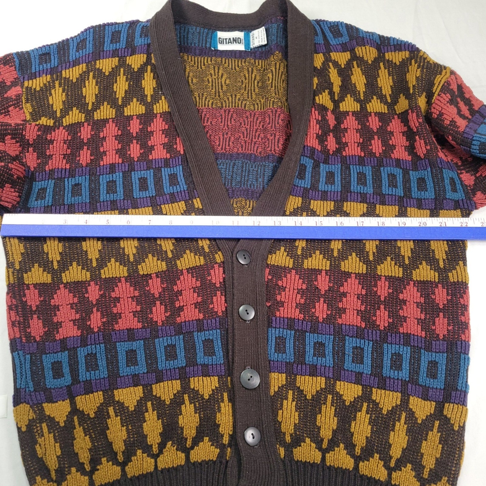 VTG GITANO Mens Geometric Pattern Button Front Ca… - image 4