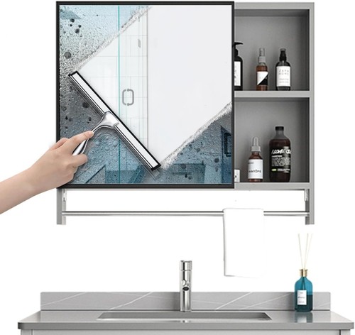SSTOOHL 30CM Edelstahl Duschabzieher Mit Selbstklebe Haken, Silber Abzieher - Bild 5 von 6