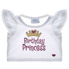 BUILD A BEAR WORKSHOP BIRTHDAY PRINCESS RUFFLED SLEEVE GOLD CROWN RARE HTF BABW