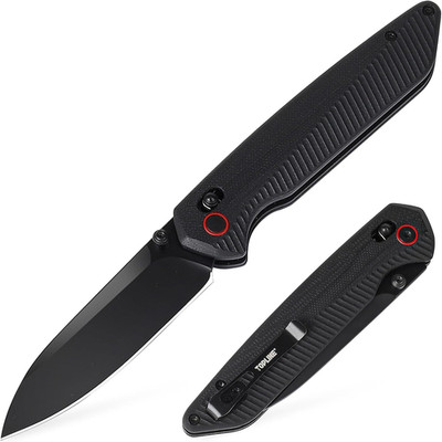 Pocket Knife with G10 Handle, 14C28N Steel Blade Camping Folding Knife, Safety C