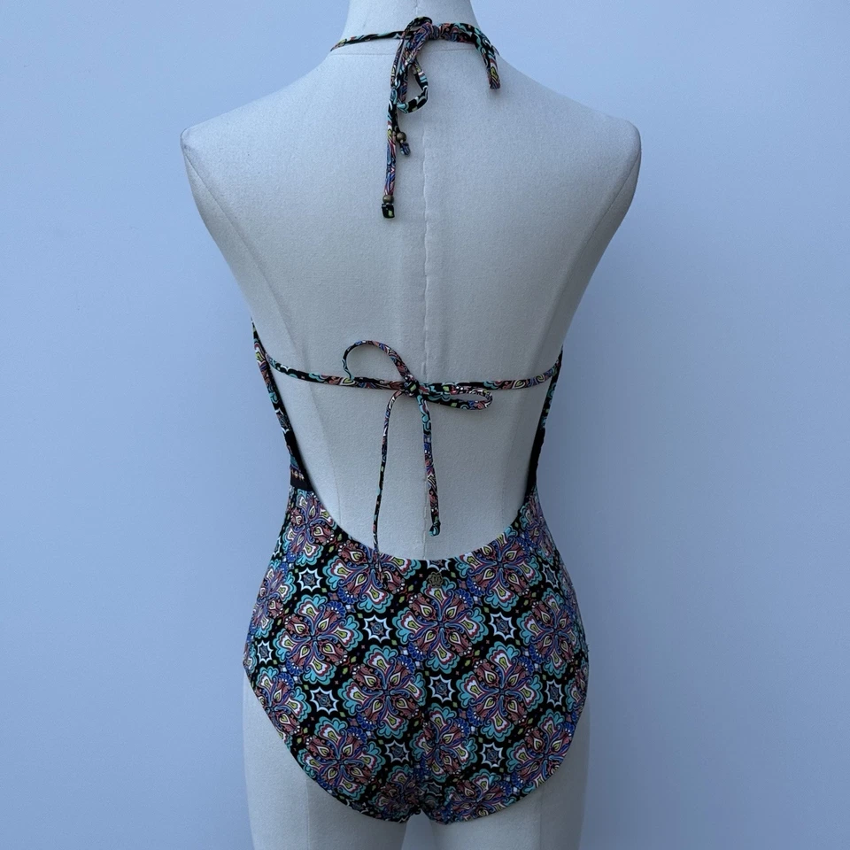 Nanette Lepore Blue & Pink Geometric Floral One Piece Swimsuit SZ Small-NL5GD10 - Image 2 of 4