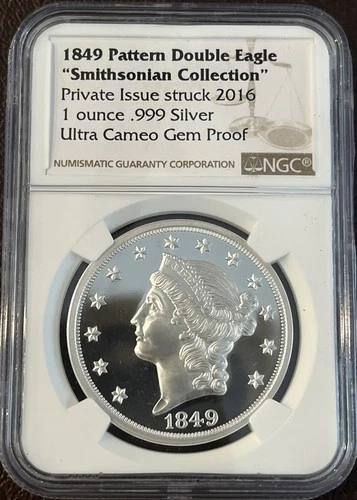 1849 Smithsonian Collection 2016 Pattern Double Eagle NGC Ultra  Cameo Gem Proof
