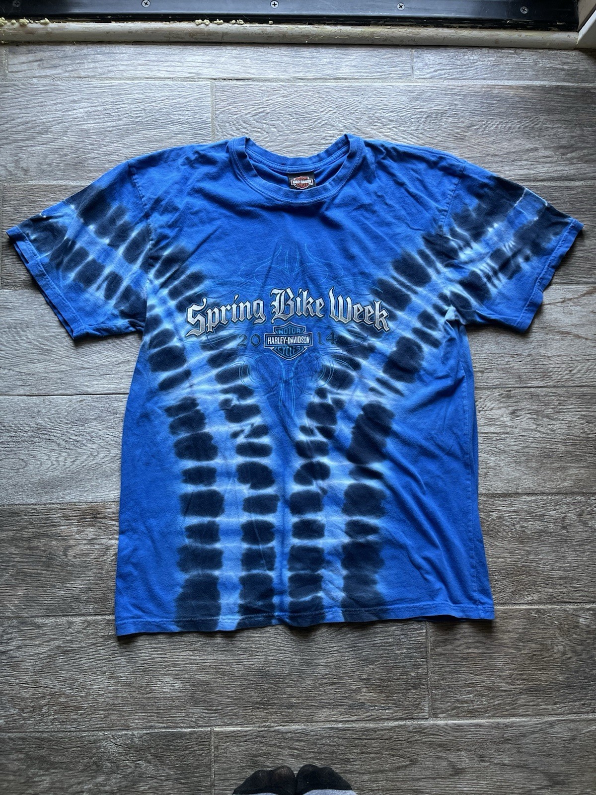 2000’s Harley Davidson tie dye blue and black spring bike week SC shirt
