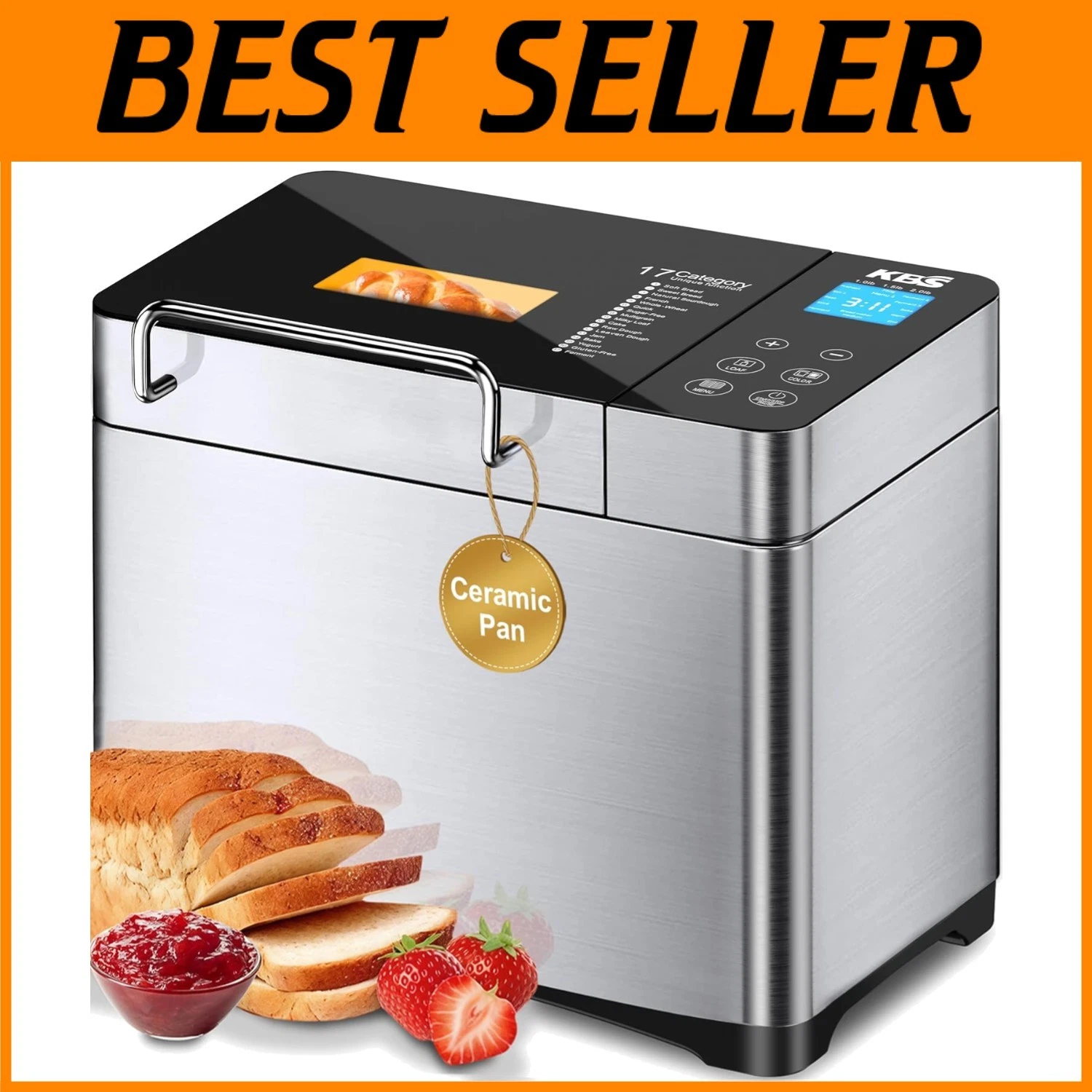 710W Stainless Steel Bread Maker - 17-in-1 Smart Machine*