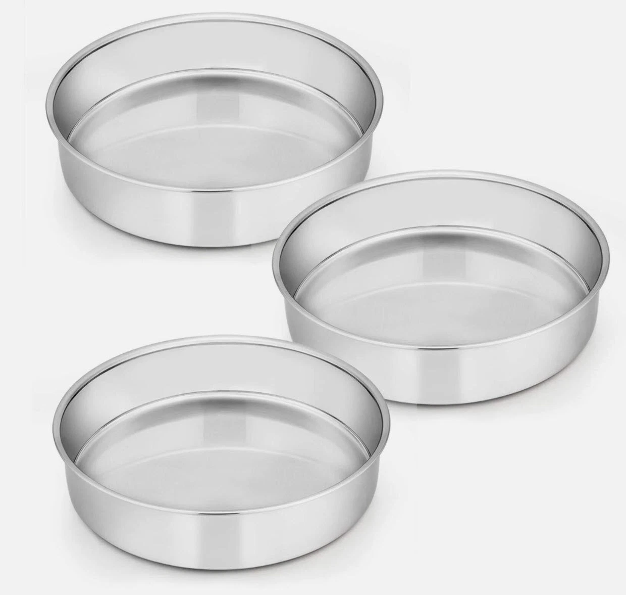 E-far 8 Inch Cake Pan Set of 3, Stainless Steel Round Layer Cake Baking Pans