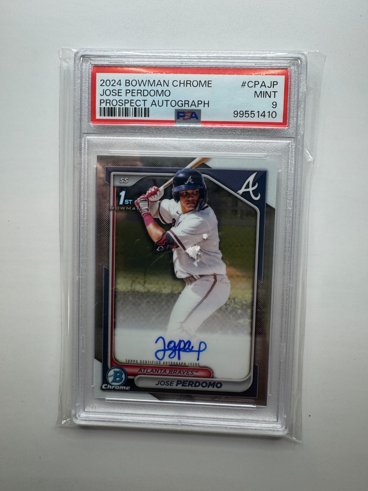 Jose Perdomo 1st Auto 2024 Bowman Chrome #CPA-JP PSA 9