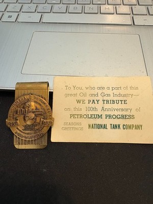 1959 International Petroleum Exposition National Tank  100 year Brass Money Clip