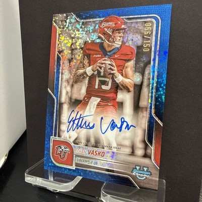 Ethan Vasko  On-Card AUTO #/150 - 2025 Bowman Chrome U Blue Diamonds Liberty