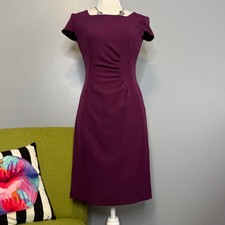 Tahari Purple Ruched Waist Sheath Dress 2 Work Cocktail