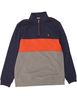 IZOD Herren Zip Neck Sweatshirt Pullover XL Grau Colourblock Polyester VK13