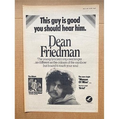 DEAN FRIEDMAN WOMAN OF MINE POSTER SIZED original music press advert from 1978 -