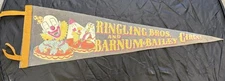 Vintage 50s 60s Ringling Brothers & Barnum Bailey Circus Pennant Flag Elephants