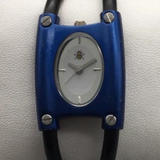 Oui Art Bee Watch Unisex 36mm Blue Aluminum Silver Tone New Battery 6.75"