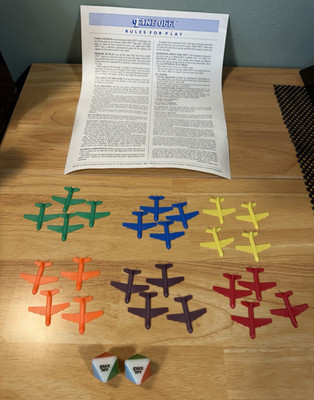 2 Dice & Complete Set of 24 Jets Planes Take Off! Board Game Geography 1987 ed.