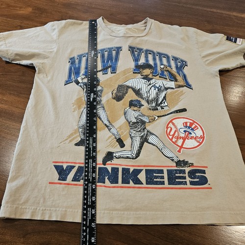 New York Yankees Herren Large Grafikdruck T-Shirt 100% Baumwolle hellbraun Nostalgie - Bild 6 von 6