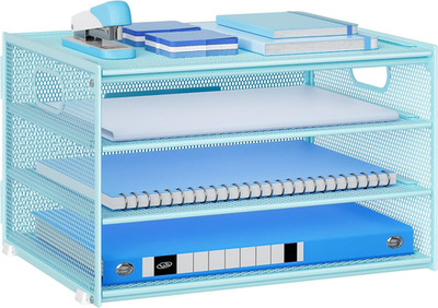 Schreibtisch Organizer Metallnetz 4-stufiger Ablagekorb Büro, Zuhause, Schule