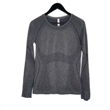 Athleta Top Momentum Seamless Top Long Sleeve Run Sport Heather Gray Size M