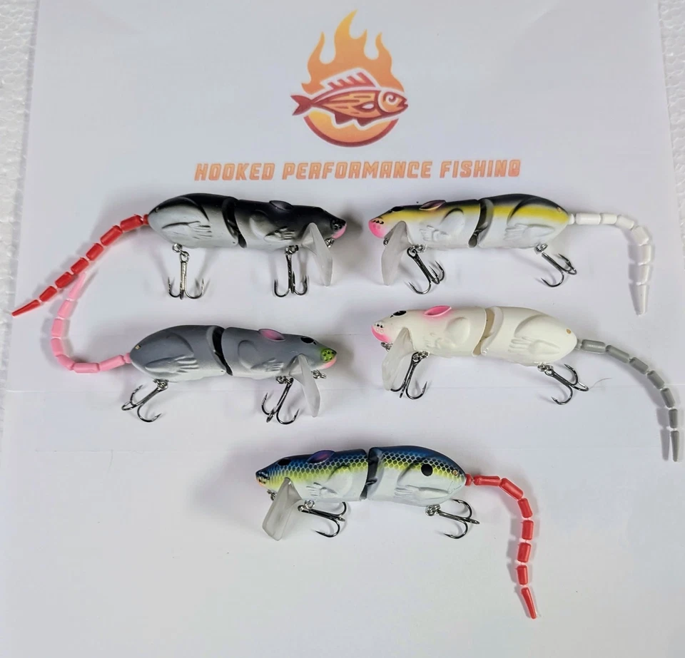 SLICKLINE Flotante Articulado Ratón Swimbait Señuelo de Pesca Lubina 5 COLORES Foto 2 de 4