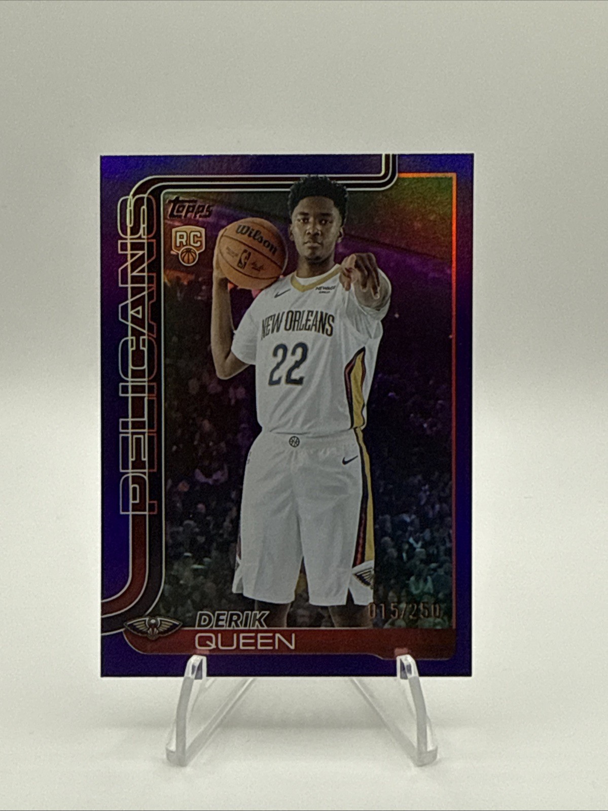 2025-26 Topps Derik Queen Purple Rainbow /250 #213 RC New Orleans Pelicans
