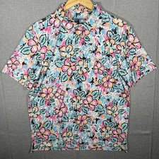 Chubbies Mens M Multicolor AOP Floral Performance Stretch Polo Short Sleeve
