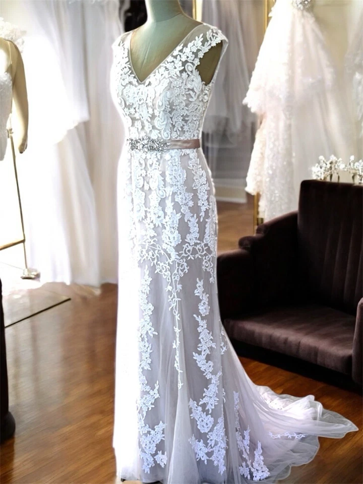 New Maggie Sottero Wedding Dress Lucinda Sz 10 Ivory Cream Mocha $1,680 Retail - Image 2 of 4
