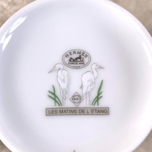Hermes Demitasse Cup & Saucer Les Matins De L'etang Porcelain 2 Sets With Case - Picture 13 of 16