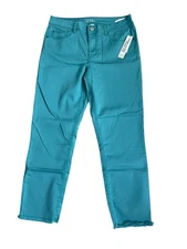 Time And Tru Women Size 12 Turquoise Skinny Ankle Pants Mid Rise Casual Travel