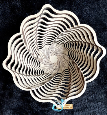 Baltic-By-Design 9'' x 3.5'' Handmade Laser Cut Wood Bowl w/Damask Pattern - New 