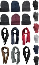 18 Piece Winter Set - Hats Gloves Scarves, Unisex Bulk Cold Weather Kits