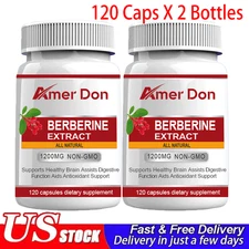 2 Packs Berberine 1200mg High Abosorption For Blood Sugar Immune 3 Months Supply